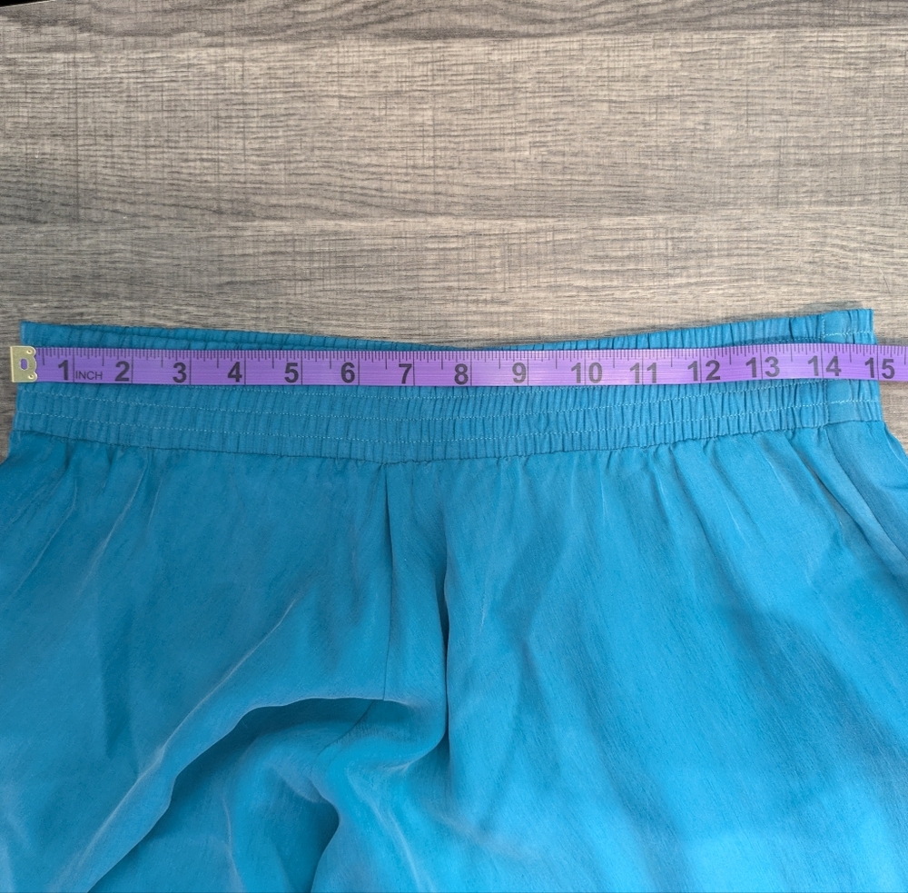 Vintage 80s Evan Picone Vibrant Teal Silk Maxi Skirt - Picture 8 of 10